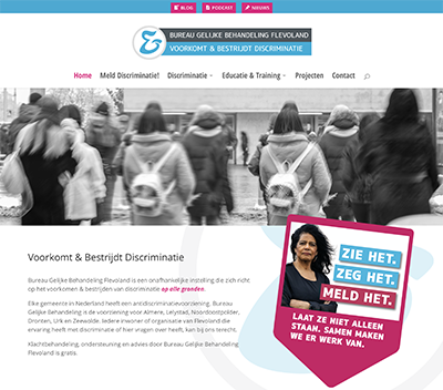 afbeelding home pagina nieuwe website Bureau Gelijke Behandeling Flevoland